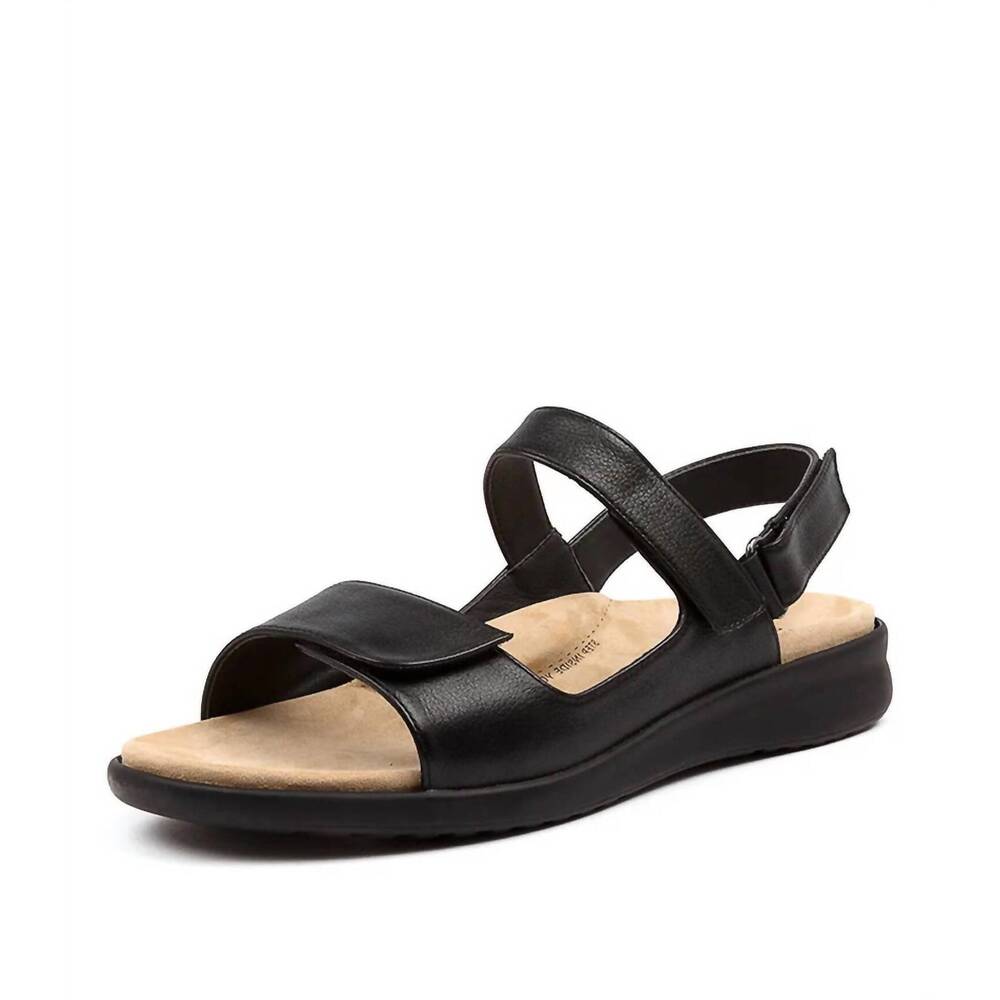 NEW ZIERA women's benji sandals in black sole leather